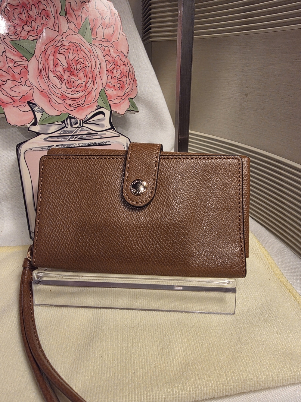 Coach Brown Pebbled Leather Wristlet Wallet